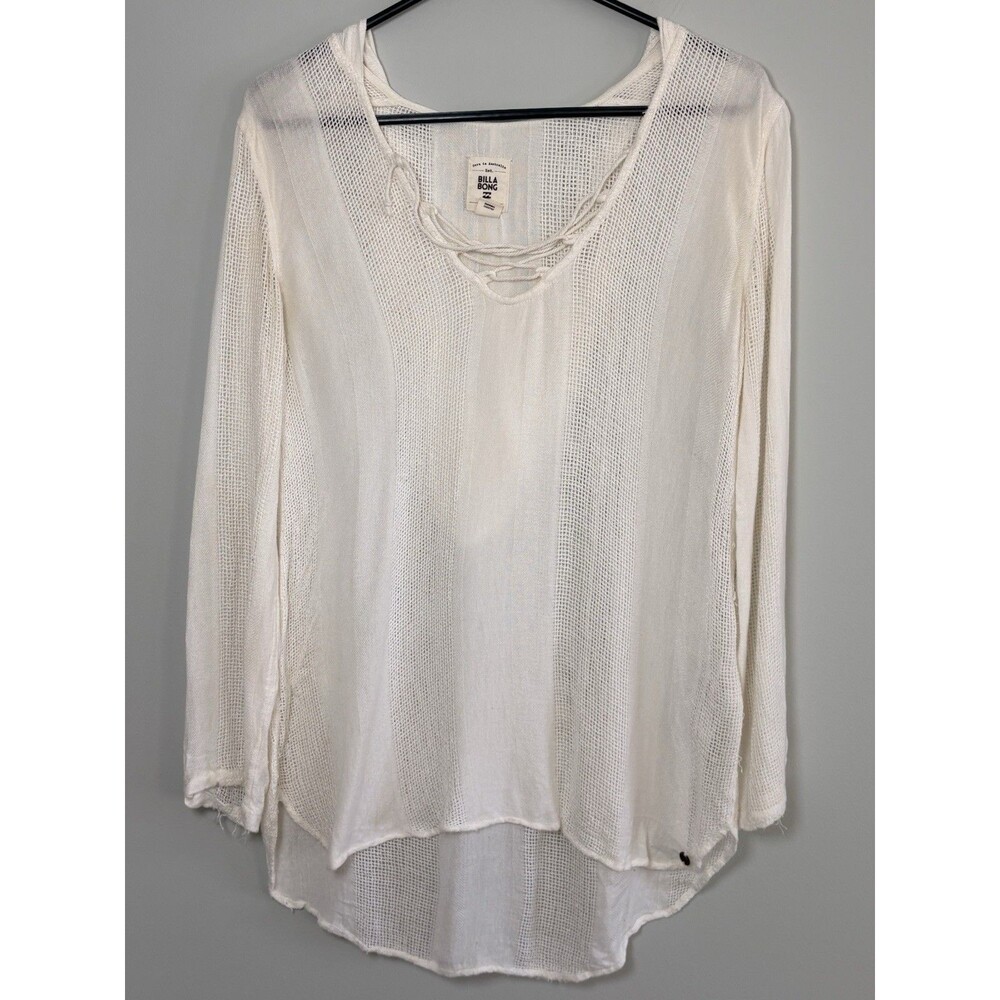 Billabong Hooded Pullover Beach Cover Up Womens Small Ivory Summer Pool Vacation